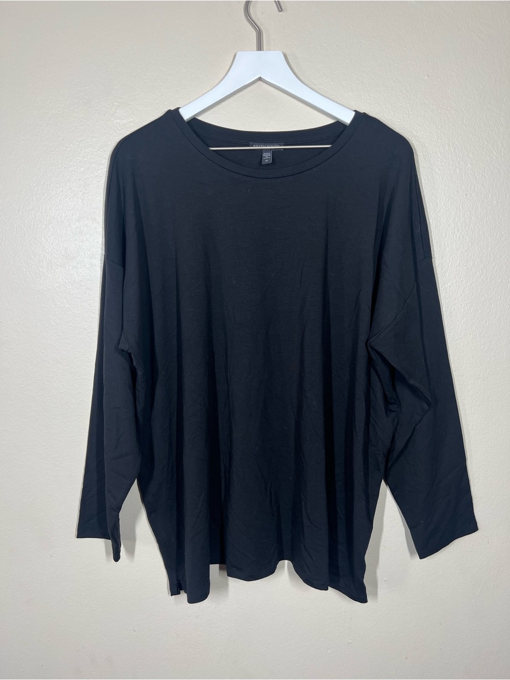 Eileen Fisher Womens Plus Size 2X Black Tencel Long Sleeve Relaxed shirt stretch